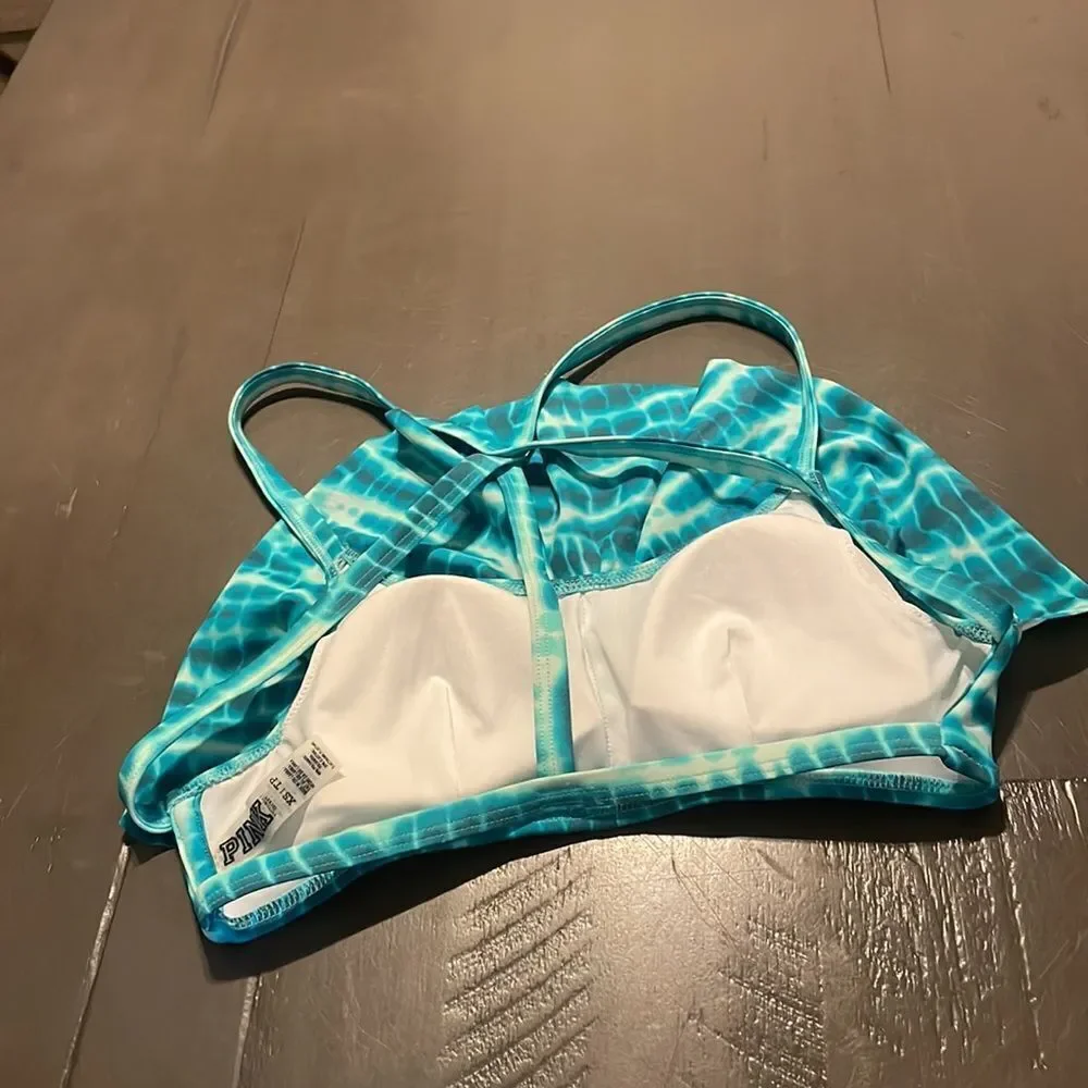 PINK Victoria’s Secret tie dye racerback flounce swim top SZ Xsmall